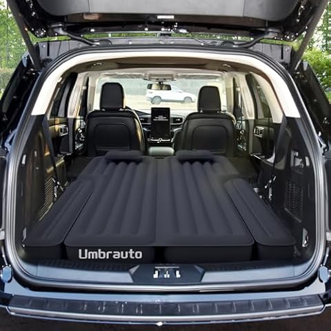 Umbrauto SUV Camping Air Mattress: 2024 Upgraded Flocking Car Sleeping Bed for SUV Back Trunk with Electric Air Pump Cover