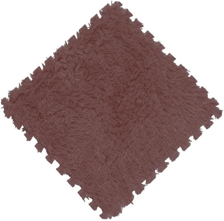 Thick Interlocking Fluffy Tiles Plush Puzzle Foam Floor Mat with Border Square Rug Split Joint Soft Climbing Carpet Mats Maroon