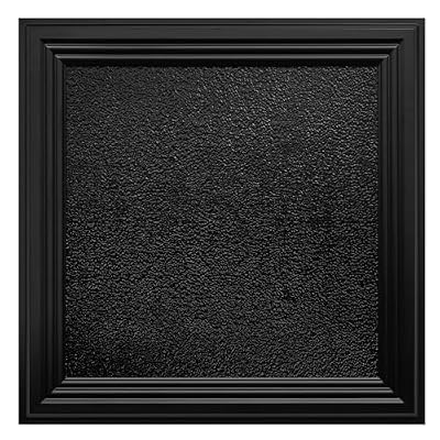 STICKGOO Drop Ceiling Tiles 24x24 PVC Glue Up Ceiling Panel to Prevent Breakage Pack of 12 Tiles Cover 48 Sq. Ft, Textured Popcorn Black