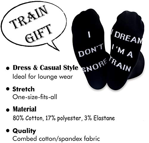 TSOTMO 2 Pairs Novelty Socks for Men I Don’t Snore I Dream I’m a Train Funny Socks for Dad Papa Boyfriend Husband2