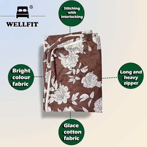 Image of WELLFIT Premium Glace Cotton 300 TC Mattress Cover /Protector for Single Size Bed with Zip /Chain /3x6 ft / 36x72x6 inch