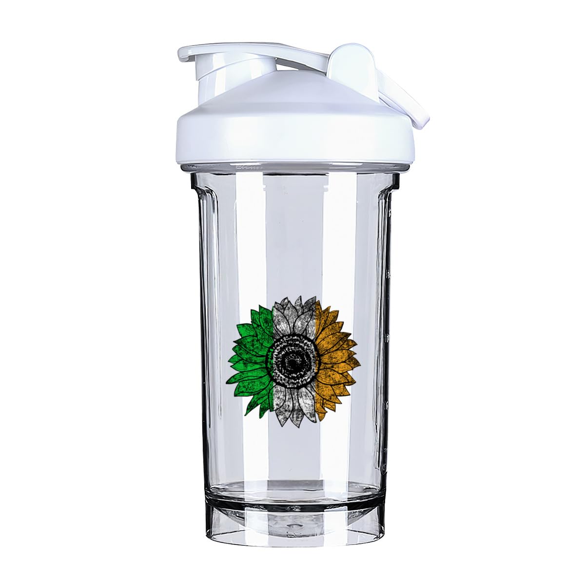 Vintage Sunflower Ireland Irish Flag 18 Ounce Shaker Bottle Drink Mixer Leak-proof Pre Workout Protein Shakes Meal Replacement Shakes Bottles 500ML/18 Oz White