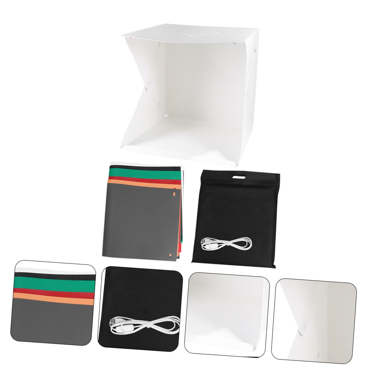 Homoyoyo Mini Boîte Photo Pliable Portable Lumière LED Intégrée et Réglage Luminosité 40cm pour Fonds Photographiques et Mini Studio Photo Blanc en PVC et Polyester