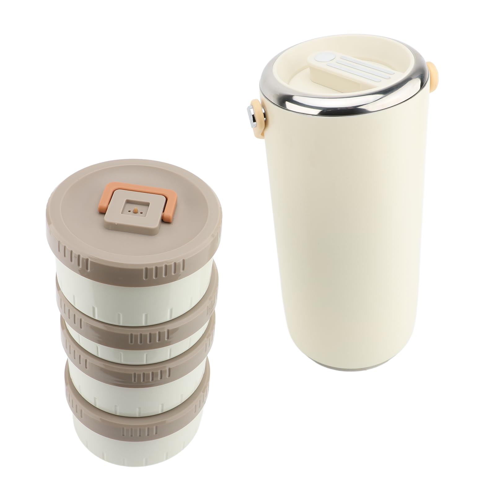 CHICIRIS Tarro de Comida con Aislamiento Al Vacío, Recipiente para Almuerzo Frío y Caliente a Prueba de Fugas de Boca Ancha de Acero Inoxidable de 3,4 L con Aislamiento Al Vacío de Doble (WHITE)