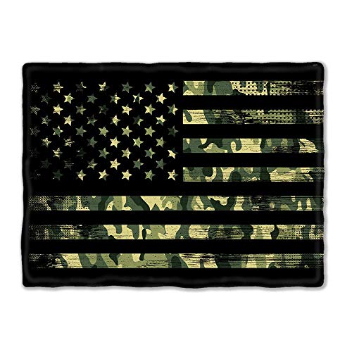 Image of American Flag with Green Camo Baby Blanket Super Soft Microfiber Swaddling Blankets Wrap for Boys and Girls