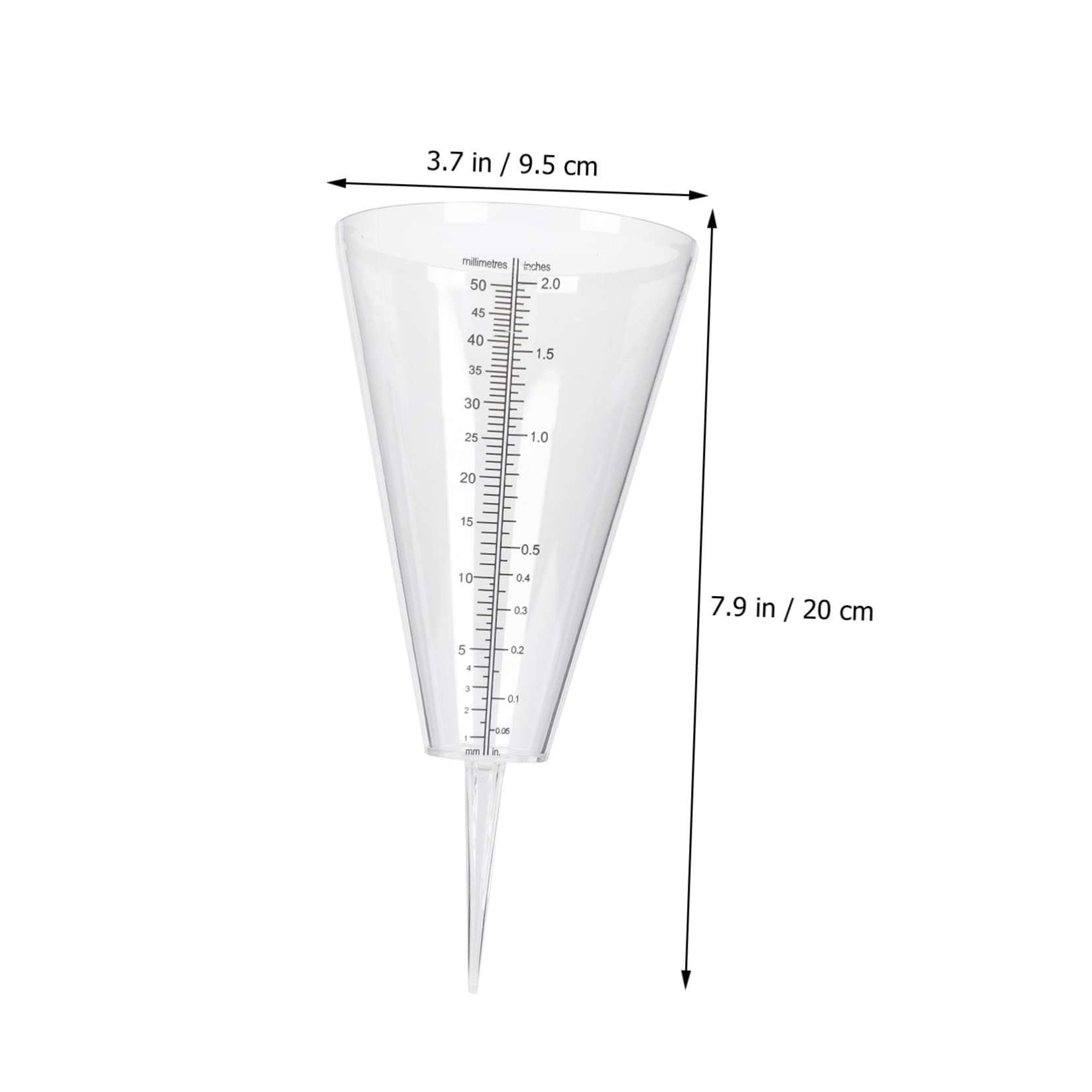 BCOATH 1Pc Transparent Cone Shaped Rain Gauge with Sturdy Spike Accurate Rainfall Measurement for Garden Agriculture and Meteorological Use Easy to Read Water Level Scale