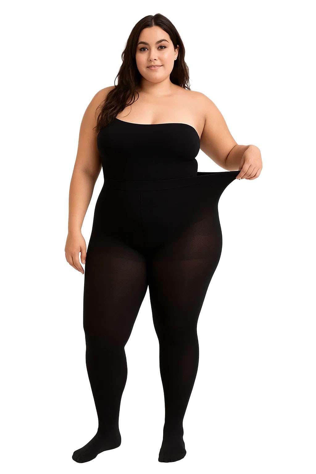 100 Denier Plus Size Tights for Women – Black Opaque Pantyhose with Back Panel – XL to 4XL, Durable & Comfortable Fit for Curvy Body Types
