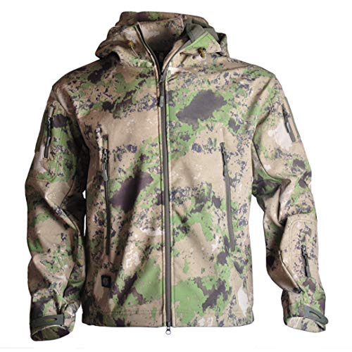 RatenKont Männer Militärische Taktische Winter wasserdichte Softshell Jacke Windjacke Jagdbekleidung Ruin Green L Cover
