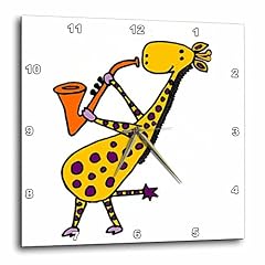 3 D Rose Funny Cool Jazzing Giraffe is Playing Orange Saxophone Wall Clock, 10 " x 10 " 3 D Rose Funny Cool Jazzing Giraffe is Playing Orange Saxophone Wall Clock, 10 " x 10 " product