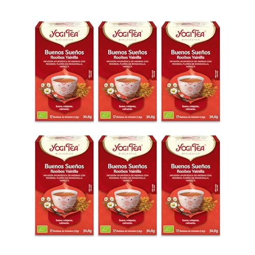 Yogi Tea, Buenos Sueños Rooibos Vainilla - Infusión Ayurvédica - Con Raíz de Valeriana - Pack de 6x17 bolsitas (102 bolsitas en total)