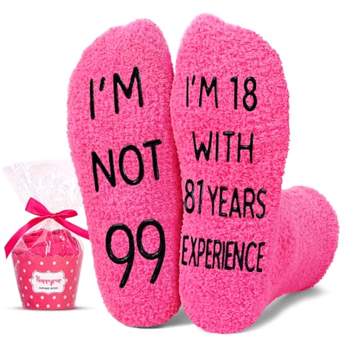 HAPPYPOP 99th Birthday Gifts for Women - 99 Year Old Gift, 99th Birthday Socks for Her, 99 Years Old Gift Ideas