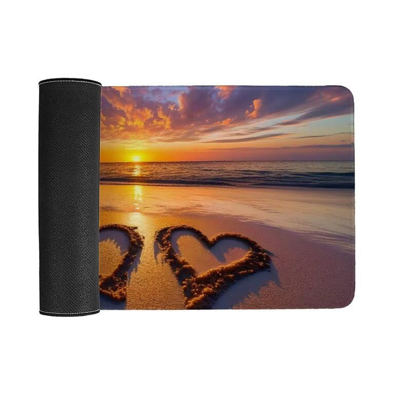 Tappetino Mouse Gaming XXL 1600 x 800 mm Tappetino Antiscivolo Sottomano Da Scrivania Per Mouse e Tastiera, Con Base In Gomma Antiscivolo, Lavabile, Mouse Pad Spiaggia Amore, Regalo per Uomo L-855