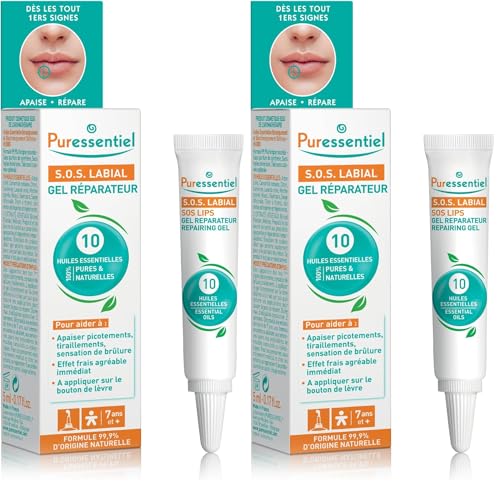 Puressentiel - Bien être au Quotidien - Gel Réparateur SOS Labial - aux 10 Huiles Essentielles - 100 Pour cent Pures et Naturelles - Aide à Apaiser les Sensations de...