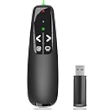 Presentation Clicker for PowerPoint, Wireless Presenter Remote Green Laser Pointer Computer Clickers, USB A Project Power Point PPT Clicker for Mac Laptop Office, Slideshow Google Slide Advancer