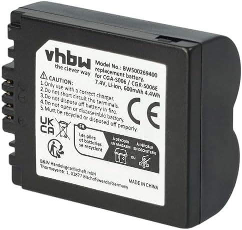 Batterie CGA CGR-S006 DMW-BMA7 Pour Panasonic Lumix FZ7 FZ8 FZ18 FZ28 - Haute Capacité Et Fiable
