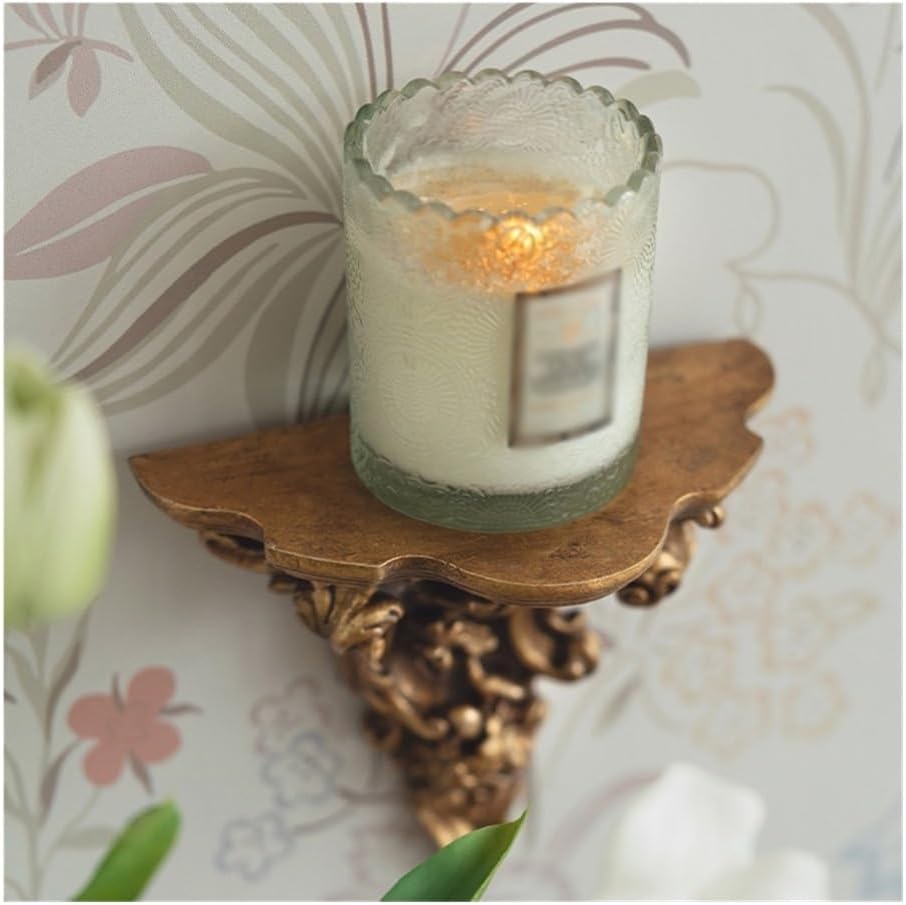 Candle Holder Resin Wall-Mounted Carved Candle Holder European Style Nostalgic Wall Decoration Shelf
