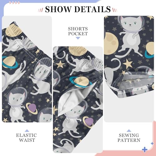 ZZXXB Astronaut Space Cat Boys Long Pants Soft Trousers Elastic Waist Kids Lounge Bottoms with Pockets S-XL4
