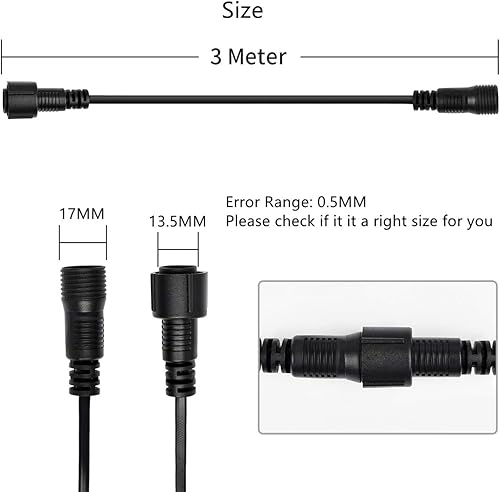 Miniatura 4 de Cable de extensión de 2 pines, cable de extensión de 9.8 pies con conectores macho y hembra (cable de 2 pines)