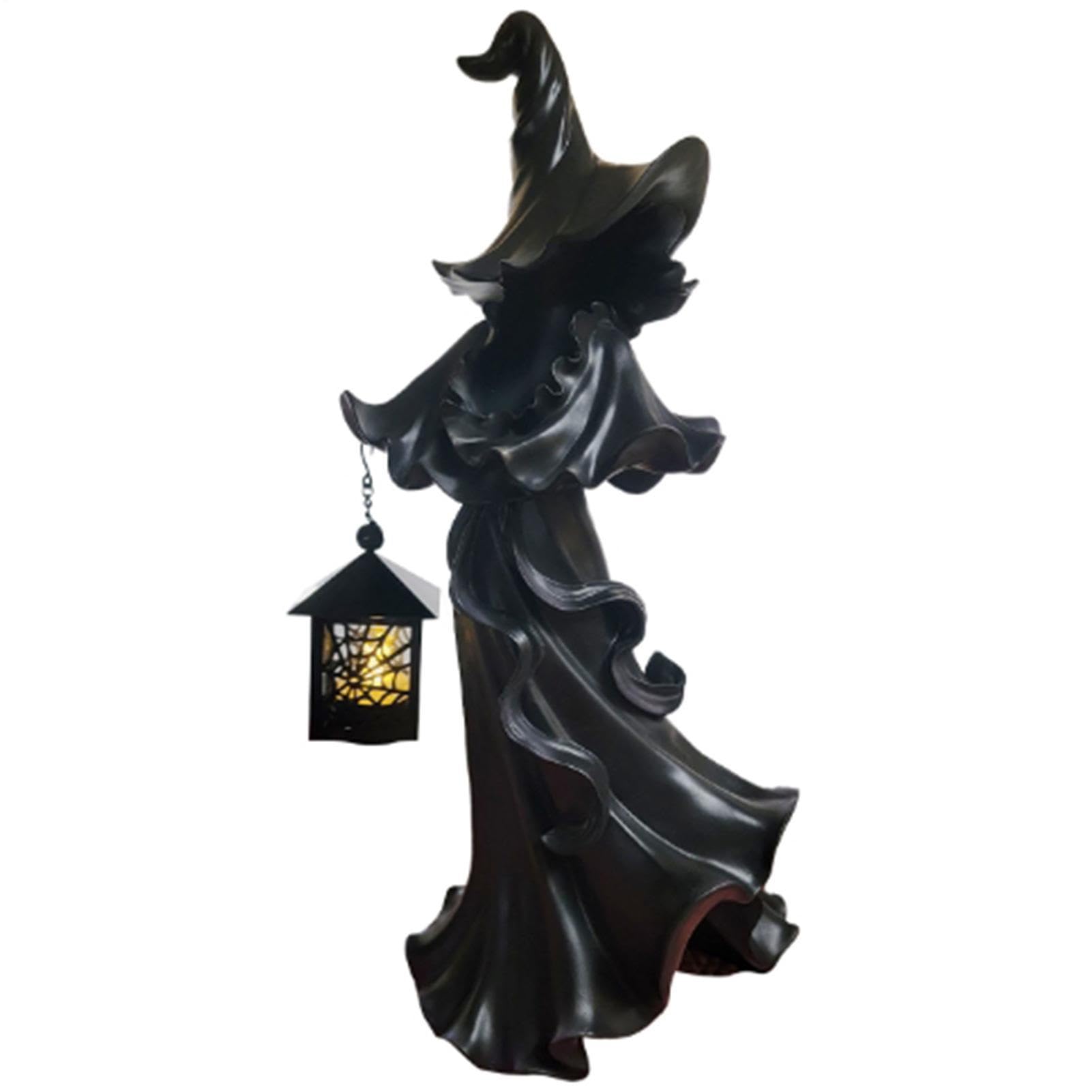 Statues de jardin extérieur sorcière et fantôme Halloween avec lanterne LED
