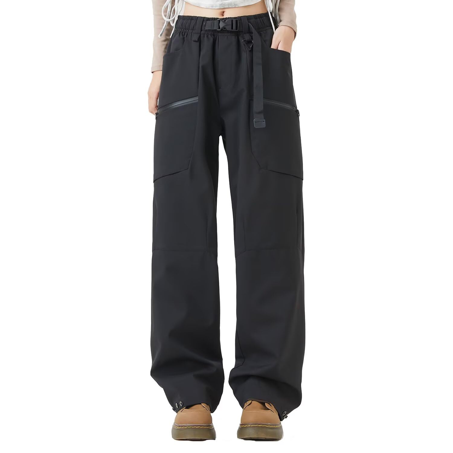 FLYGAGA Damen Wanderhose Wasserdicht Softshellhose Fleecehose Gefüttert Warm Winddicht Winterhose Skihose Camping Outdoor Regenhose Trekkinghose Fahrrad Elastischer Bund Thermohose Winter