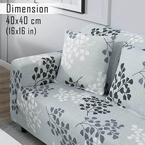 Image of HOKIPO Polyester Blend Stretchable Cushion Cover 16 inch x 16 inch, Pack of 4 (AR-4098-D12*4),Grey