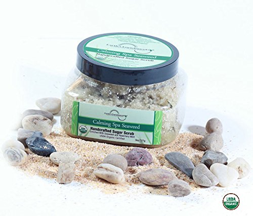 Sugar Scrub Usda Organic And Vegan, Peppermint, Rosemary, Seaweed Body Scrub, Gentle, Exfoliating, Great For Rough, Dry Skin, Lips, Feet And Elbows, Coconut Oil And Avocado Oil, 8Oz #TOP1