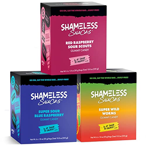 Shameless Low Carb Keto Gummy Bundle - Red Raspberry, Blue Raspberry & Super Wild Worms Gluten Free Candy #TOP27