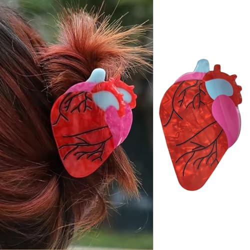 Funny Hair Clip Anatomical Heart Hair Claw Clip Personalized Acetate Hair Clip Nonslip Acrylic Jaw Clips Relaxing Hair Clips Statement Fashion Hair Accessories Gift for Nurses Holiday Hair Styling