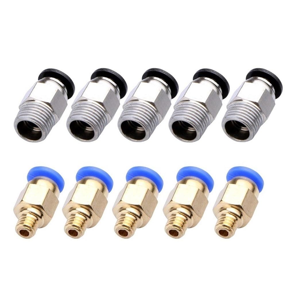 Gaojudaf One Color 3D Printer Tube Connector Pc4-M10+Pc4 M6 Pneumatic Connectors, 3D Printers Ptfe Tube Fittings Coupler, 1.75/3Mm Pipe B0wden Quick Jointer 10Pcs