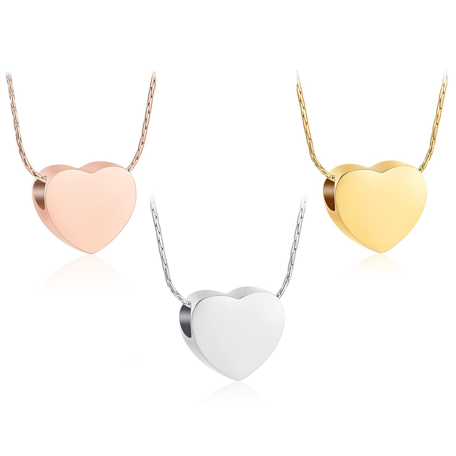 Collana con urna per cremazione a forma di cuore in acciaio