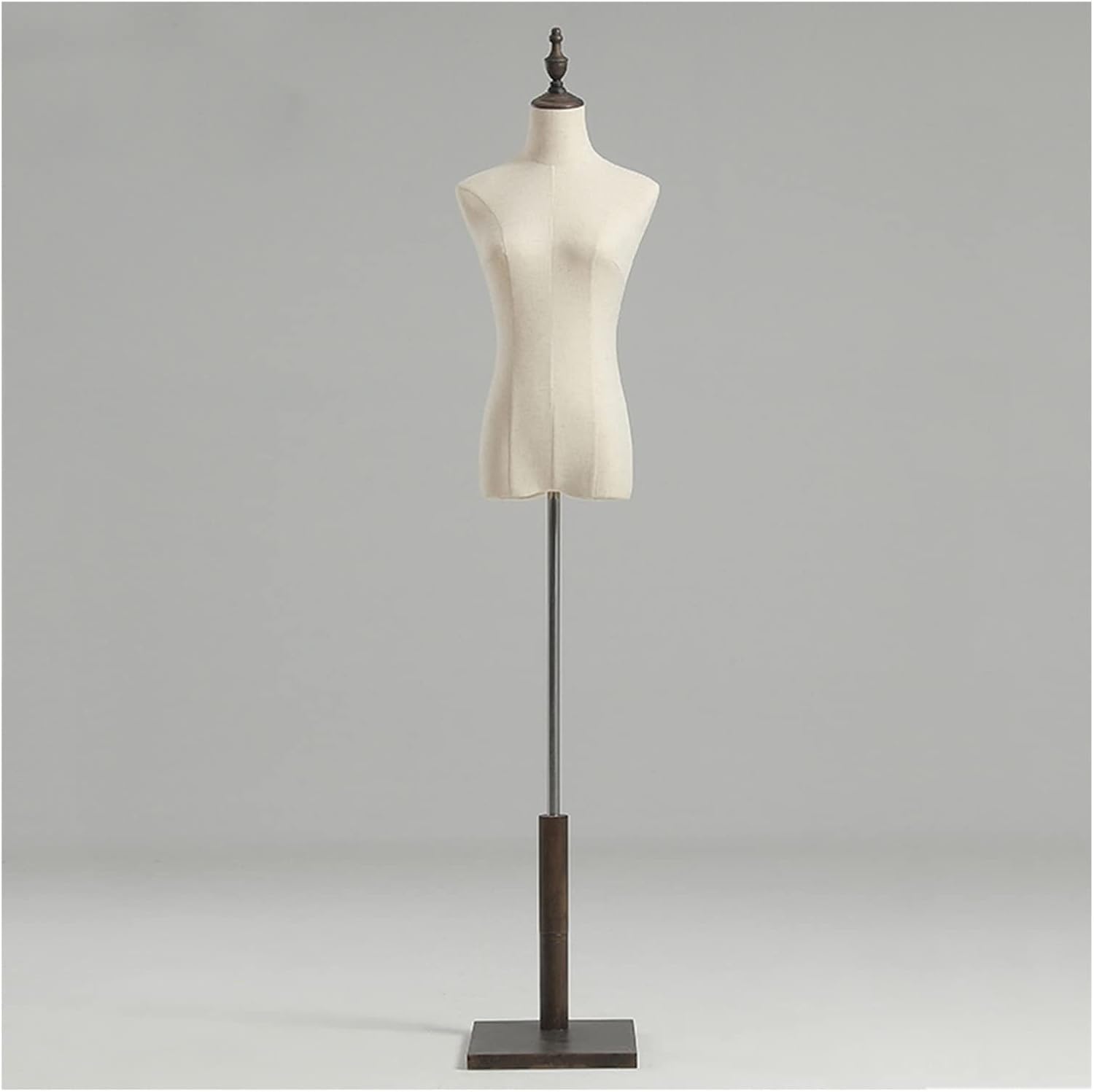Schaufensterpuppe Körper Torso Weiblich Display Büste Halbmaßstab Puppe Kleid Formh Holzsockel Für Brautladen Studio Heimdekoration Puppen 3 Farben Rund Klein(European Square M)