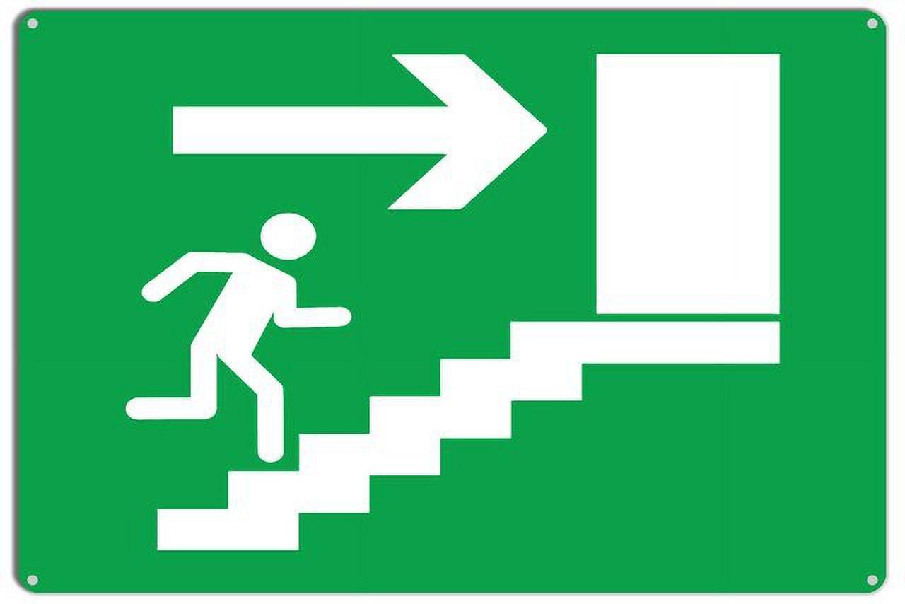 Exit On Stairs Caution Safety Aluminum Warning Sign 8x12 inch (Green) For Facility Managers, Building Staff - Stairwell Exit Zones