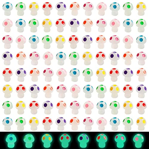 Exasinine 96 Pcs Resin Glow In The Dark Mushroom Miniature Mini Glowing Mushrooms For Crafts, Succulent Planter, Moss Landscape Diy Terrarium #TOP19