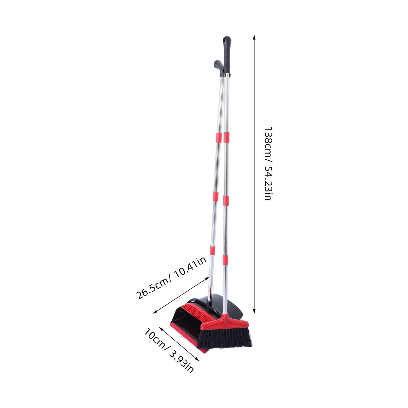 ibasenice Juego de Escoba y recogedor con Mango Largo de 137 cm (54"), Escoba y recogedor de pie para el hogar, la Cocina y la Oficina. El Cuenta con Dientes autolimpiables para Recoger el
