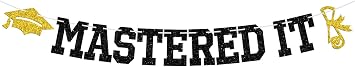Mastered It Banner, Happy Masters Degree, Phd/MBA/MSW Graduate, 2025 Master Degree Survivor Graduation Party Decoration Supplies