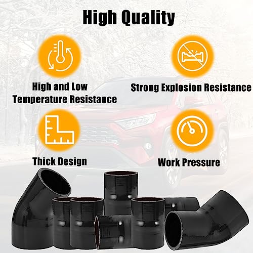 W4-Moto 2.5 Inch 8Pcs Universal Aluminum Turbo Intercooler Pipe Piping Kit, 600Mm Diy Custom Polished 2.5" Intercooler Piping U-Pipe Kit, With 3Ply 8 Hose Coupler & 8 T-Bolt Clamps Black #TOP1