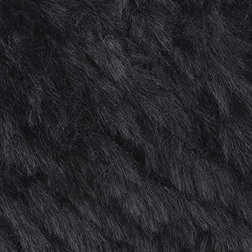 Image of NICEEC Faux Fur Yarn Super Soft, Chunky & Fluffy, Eyelash Yarn for Crochet & Knitting(Total Length 210yds /10.6oz) - Black /300g