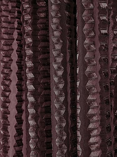 Image of Polyester Transparent Zig-Zag Net Sheer Curtains for Door Balcony Home Decoration, 10 feet Long, Brown, Set of 2