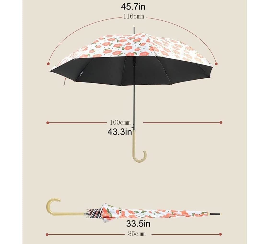 XYNSNDB Paraguas Paraguas de Palo Floral de Moda con Mango clásico en Forma de J con Dosel Abierto automático Paraguas de caña con ventilación Paraguas (Azul: K, Tamaño: 85 cm)