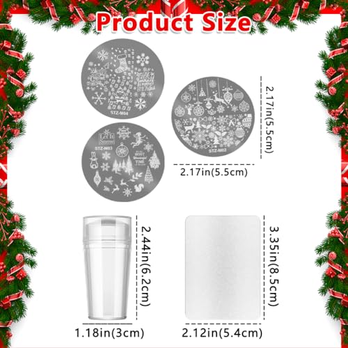 Conjunto de estêncil de unha de aço inoxidável DIY com estampas de Natal com carimbos (estilo A)