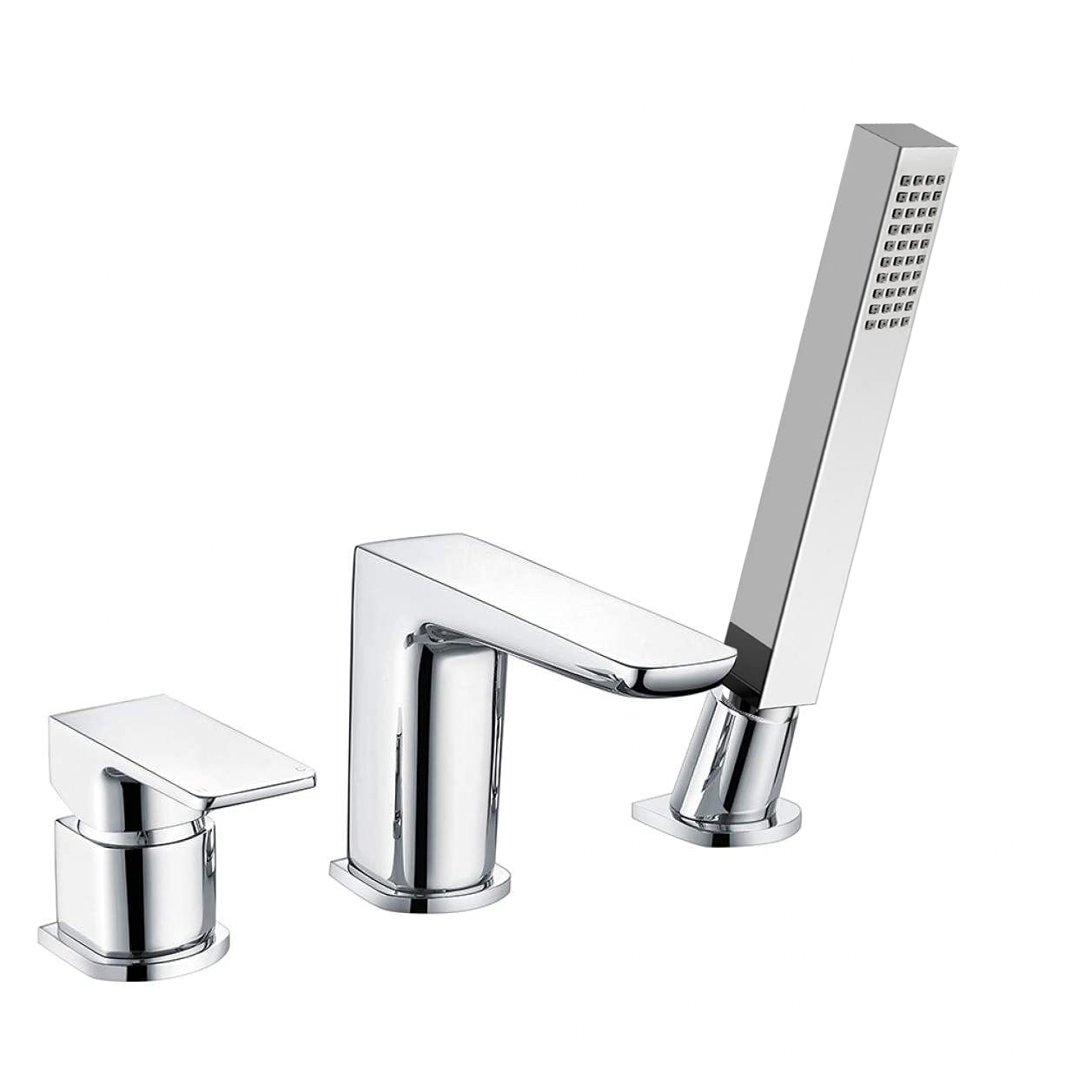 Nes Home Chrome Designer Bath Filler Taps With Shower Handset Mixer 3 Tap Hole from B&Q