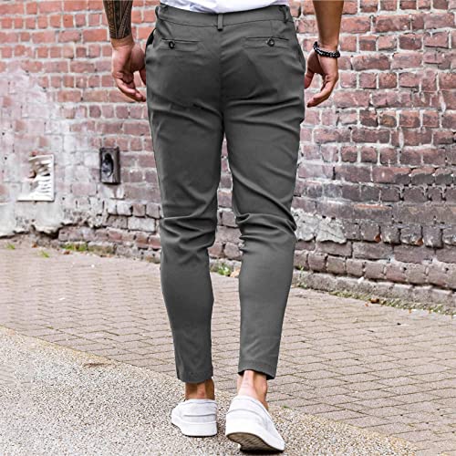 Image of Mens Chinos Slim Fit Pants Stretch Tapered Dress Pant Casual Trousers