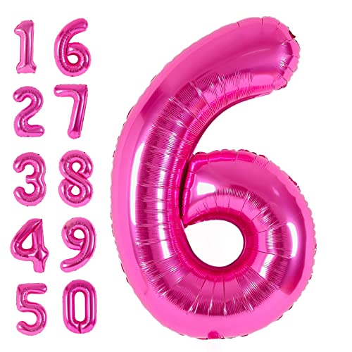 40 Inch Pink Number 6 Balloon Large Size Jumbo Digit 6 Mylar Foil Helium Pink Balloons For 6Th Birthday Party Boys Girls Celebration Decors 6 Years Old Anniversary Photo Shoot For Kids Gift #TOP12