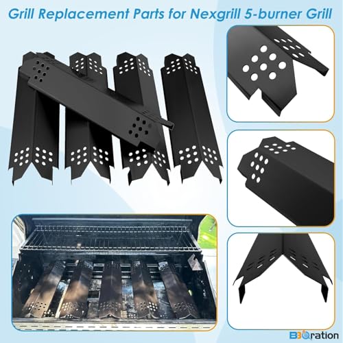 Image of Replacement Parts Kit for Nexgrill 5-Burner 720-0888 720-0888N 720-0888A, 4-Burner 720-0830H 720-0830, Cooking Grate, Grill Heat Shield and Burner Kit for Nexgrill Replacement Parts