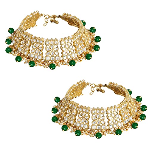 Indian Wedding Jewelry Set – Gold Plated Kundan Stone Necklace, Earrings & Maang Tikka For Women