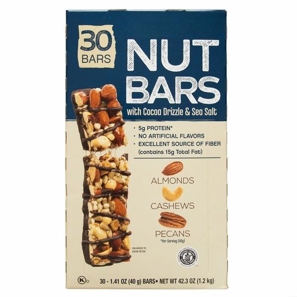Nut Bars, Mixed Nuts Snack Bars, Made with a blend of crunchy nuts for a satisfying snack packed with protein and healthy fats , Crafted with wholesome ingredients and no unnecessary additives , Perfect for breakfast, midday snack, or post-workout fuel. 30 count [ 43.3 oz , 2.7 lb ]
