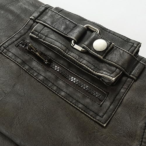 Mens Mid Length Leather Jacket Hooded Thick Motorcycle Leathers Coat Winter Zipper Bomber Biker PU Coats4