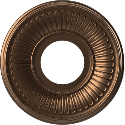 Image of Ekena Millwork CMP10BECAB Berkshire Thermoformed PVC Ceiling Medallion (Fits Canopies up to 4 1 /2 inch), 10 inchOD x 3 1 /2 inchID x 3 /4 inchP, Metallic Antique Brass