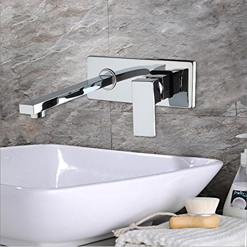 Grifo de lavabo negro mate de pared para solucionar espacio en baños pequeños