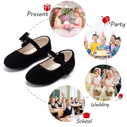 Image of PHIRAMIN Toddler Flower Girl Dress Shoes - Little Girl Mary Janes Flats Wedding